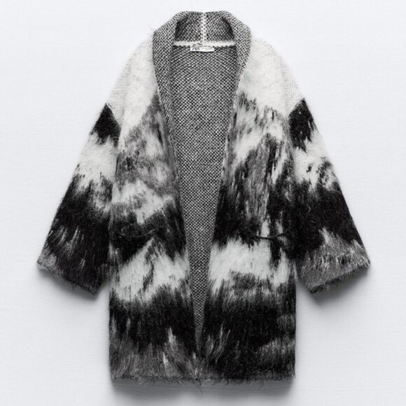 ZARA OPEN FRONT KNIT COAT - Picture 1 of 3